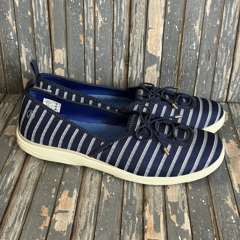 Lands End Slip On Skimmer Womens Water Shoes Blue White Stripe sz 9 1/2D